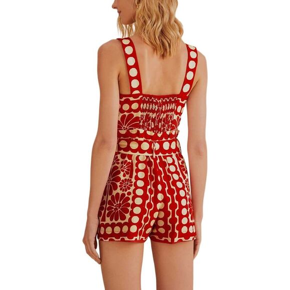 Farm Rio Womens Linen-Blend Palermo Sleeveless Romper - Picture 2 of 3